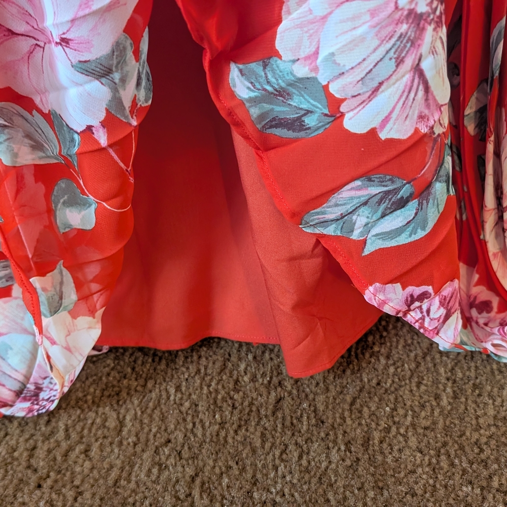 Chico's Eliza J boutique Red Floral Halter Maxi Dress size 4 - Picture 10 of 15